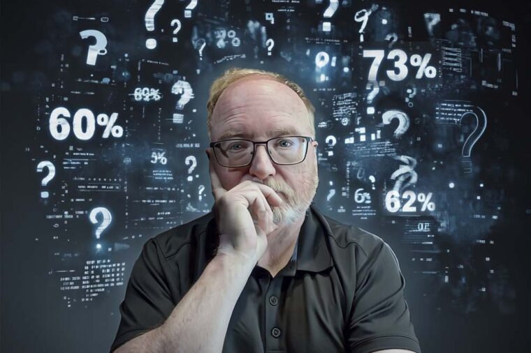 Person practicing probabilistic thinking while analyzing uncertain decisions.